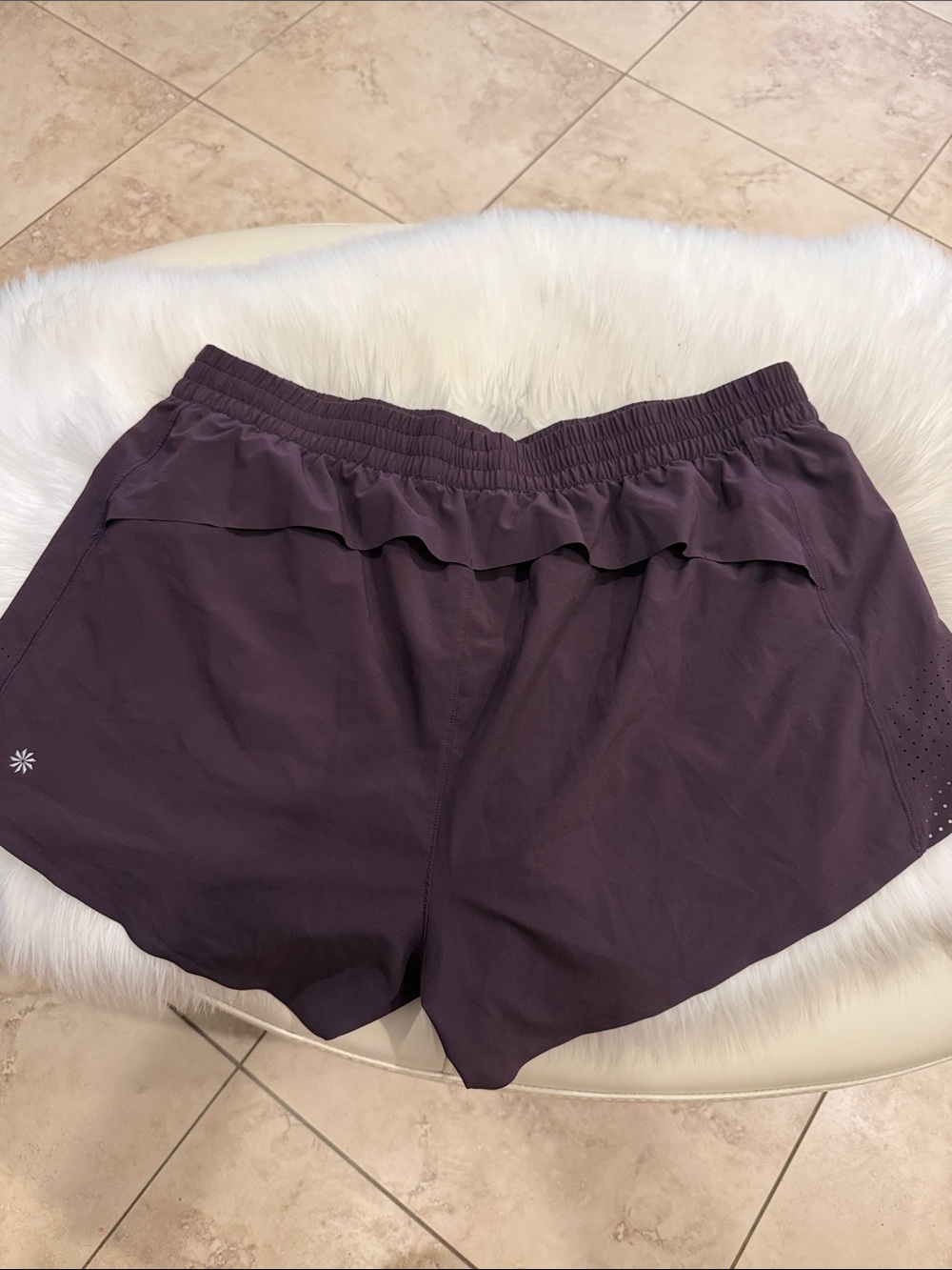 Athleta Hustle Short 3" Plum Ruffle-Waist Running Shorts plus size 1x